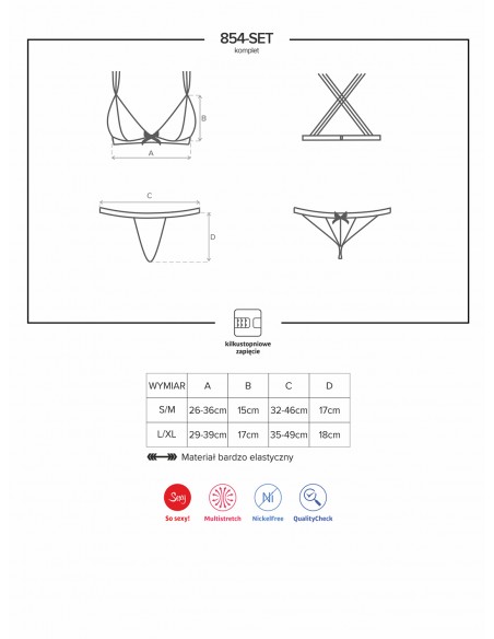 Komplety bielizny - Obsessive komplet 2-częściowy 854-SET-1 S/M